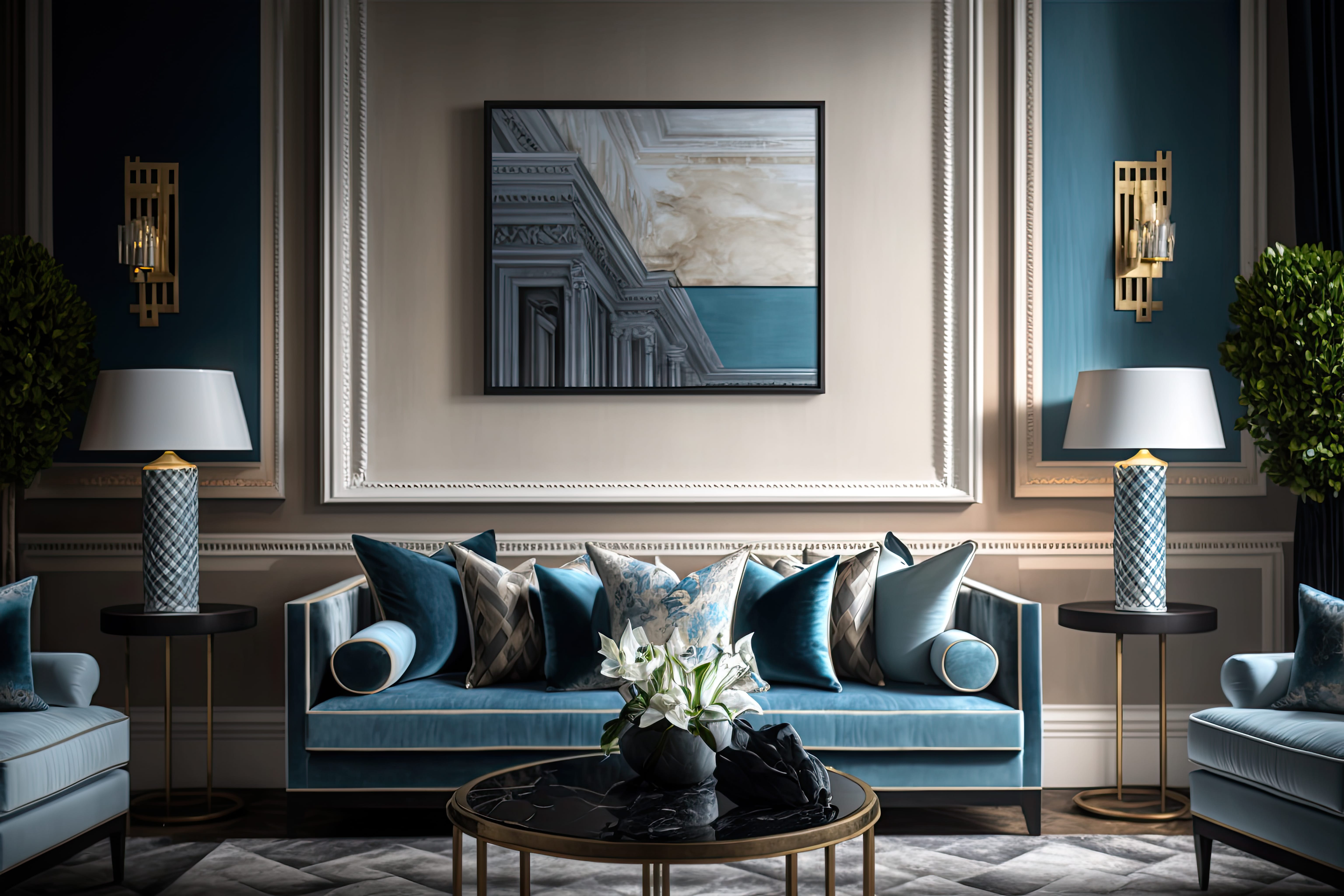 living-room-with-blue-sofa-painting-wall-2025-interior-design-trends-by-mbm-interior-design